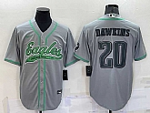 Men's Philadelphia Eagles #20 Brian Dawkins Grey With Patch Cool Base Stitched Baseball Jersey,baseball caps,new era cap wholesale,wholesale hats